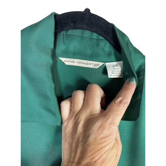 Anne Pinkerton Top Size S Womens Kelly Green Long Sleeve Button Up japananne - Picture 5 of 15
